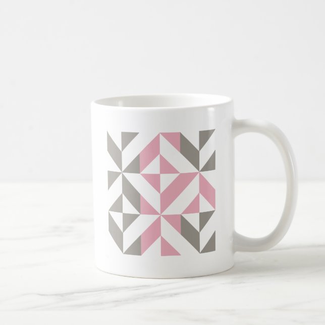 Caneca De Café Framboesa rosa e ZigZag geométrica prateada (Direita)