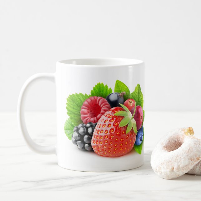 Caneca De Café Framboesas frescas (Com Donut)
