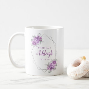 Caneca De Café Frame de Prata Geométrica Floral de Bridesmaid Lav