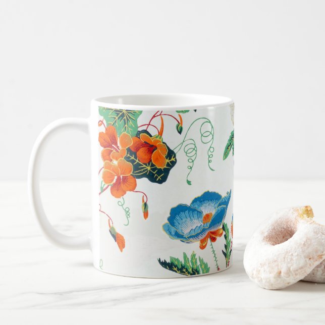 Caneca De Café France 1830 Floral Antique Wallpaper (Com Donut)