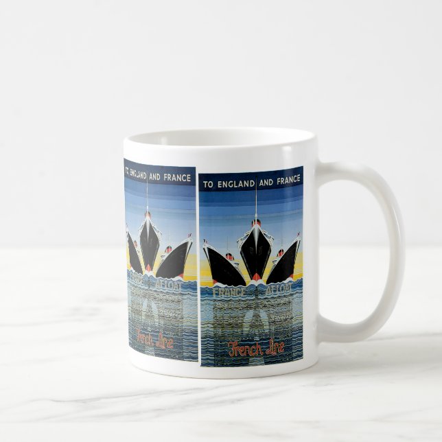 Caneca De Café France Afloat - Poster da linha francesa (Direita)
