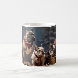 Caneca De Café Francês Bulldog Snowy Sleigh Decência de Natal