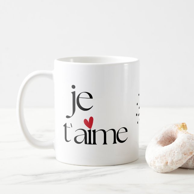 Caneca De Café Francês moderno chinês Je T'aime Eu te amo (Com Donut)