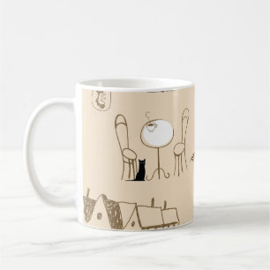 Caneca De Café Francês rosa: Chic Pattern Design.