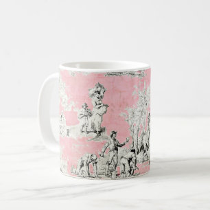 Caneca de café francesa de Toile do rosa do país