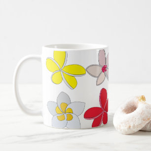 Caneca De Café Frangipani Plumeria Floral Colorida Flor