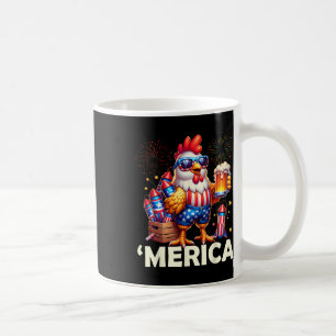 Caneca De Café Frango 4 De Julho Fogos De Artifício Camisa Galinh