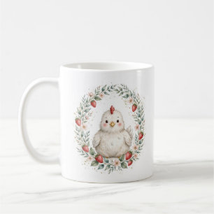 Caneca De Café Frango Branco e Morangos - Salmo 91:4