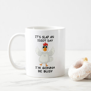 Caneca De Café Frango Bravo e Irritado – É Dia de Dar um Tabefe n