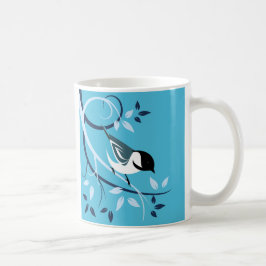 Caneca De Café Frango com tampão preto na ramificação da árvore