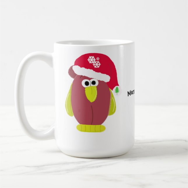 Caneca De Café Frango de desenho animado com chapéu de Papai Noel (Esquerda)