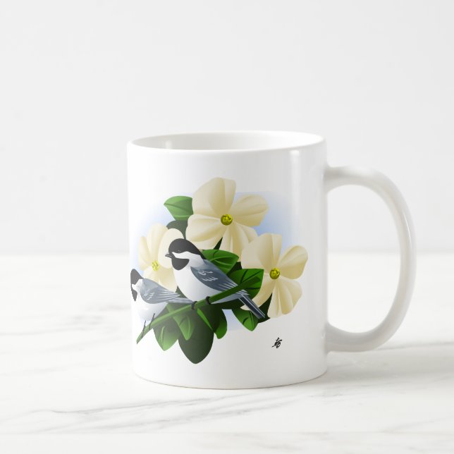 Caneca De Café Frango e Flor Dogwood (Direita)