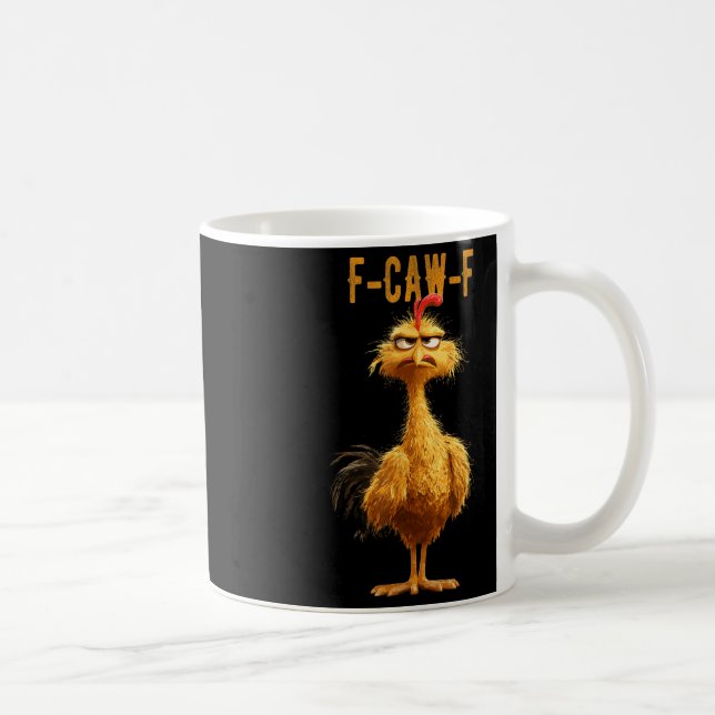 Caneca De Café Frango Engraçado-F-caw-f, Galinha Fcawf (Direita)