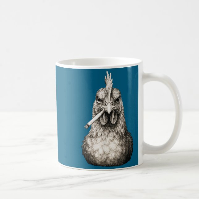 Caneca De Café Frango Engraçado Fumando Cigarro Meme Gen Z Fazend (Direita)