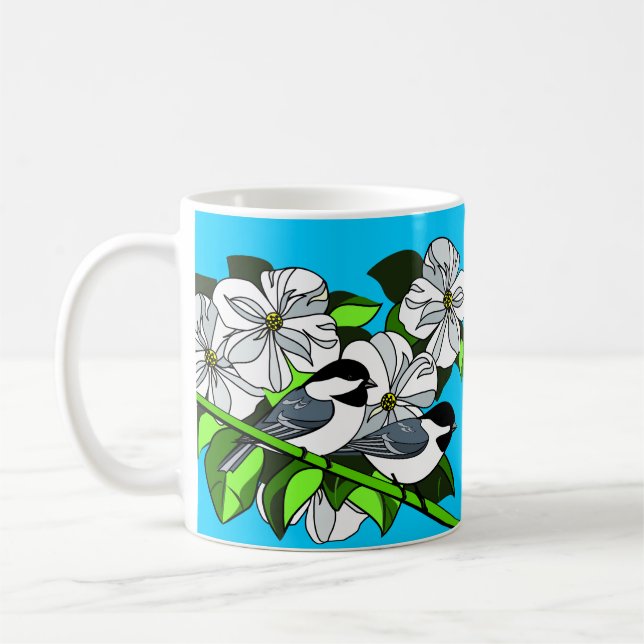 Caneca De Café Frango Entre Flores De Dogwood (Esquerda)