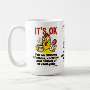 Caneca De Café Frango Estressado Amante de Café Vida de Mãe Engra