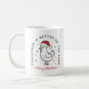 Caneca De Café Frango Feliz Natal país fazenda engraçada animal