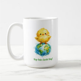 Caneca De Café Frango Fofo no Globo - Design de Páscoa e Dia da T