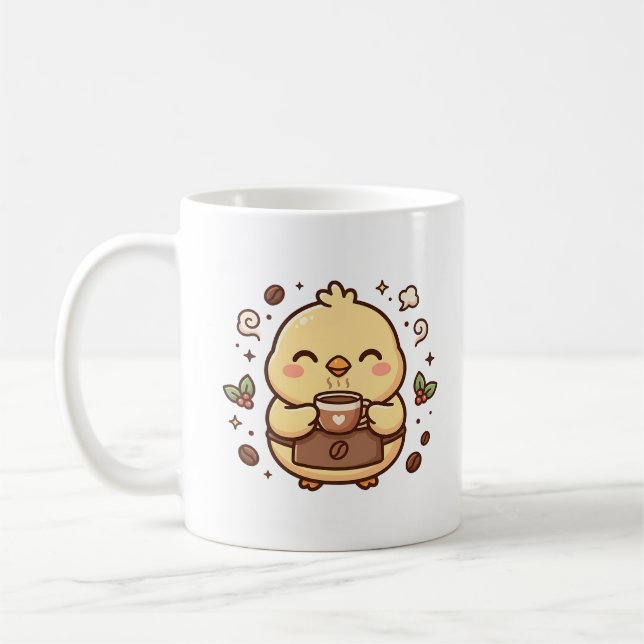 Caneca de Café Frango Fofo Personagem Kawaii (Esquerda)