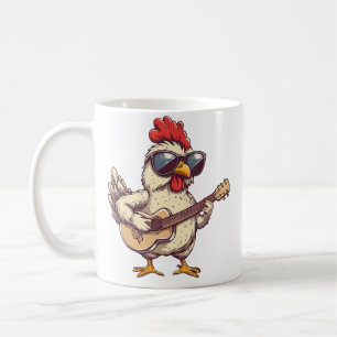 Caneca De Café Frango Fofo Tocando Violão Frangos Músico Música