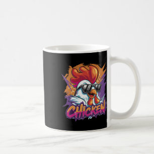 Caneca De Café Frango Legal Engraçado Hipster Sungles Galo