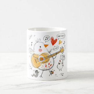 Caneca De Café Frango Musical Fofo Tocando Violão