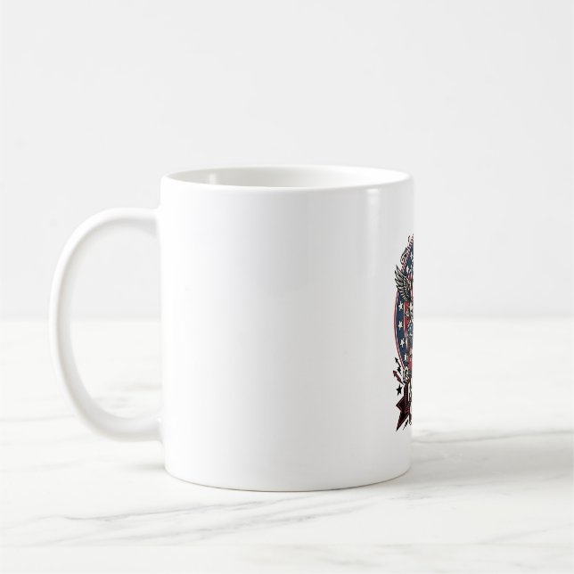 Caneca De Café Frankenstein Patriótico Brutal Horror Monstro Libe (Esquerda)