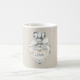 Caneca De Café Frasco de Perfume Coração de Laço Creme