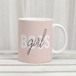 Caneca De Café Frase do Chefe de Garota Rosa do Pastel Moderno<br><div class="desc">Frase do Chefe de Garota Rosa do Pastel Moderno</div>