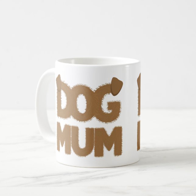 Caneca De Café Frase "mãe de cão", "fofa", com desenho animado de (Frente Esquerda)