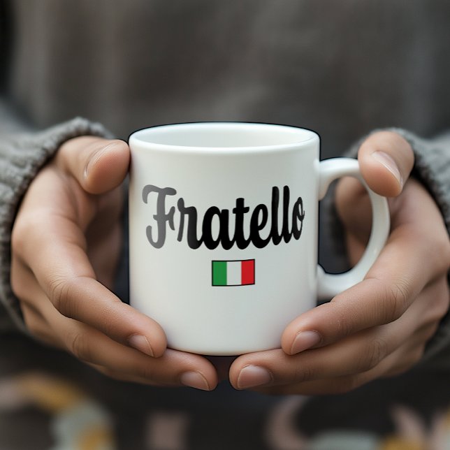 Caneca De Café Fratello Italian Flag Mug - Italian Brother Gift (Fratello Italian Flag Mug - Gift for Italian Brother)