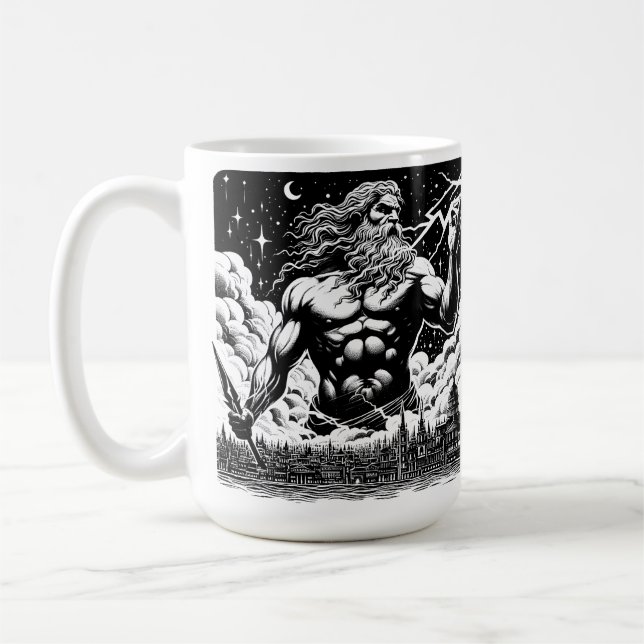 Caneca De Café Frath Of Zeus ink Illustration Grega mythology art (Esquerda)