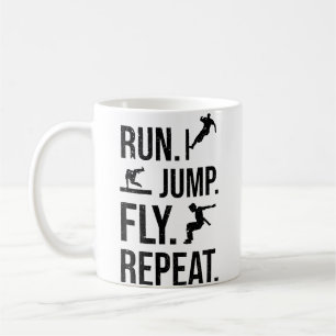 Caneca De Café Free Runner Run Jump Fly Repeat Parkour