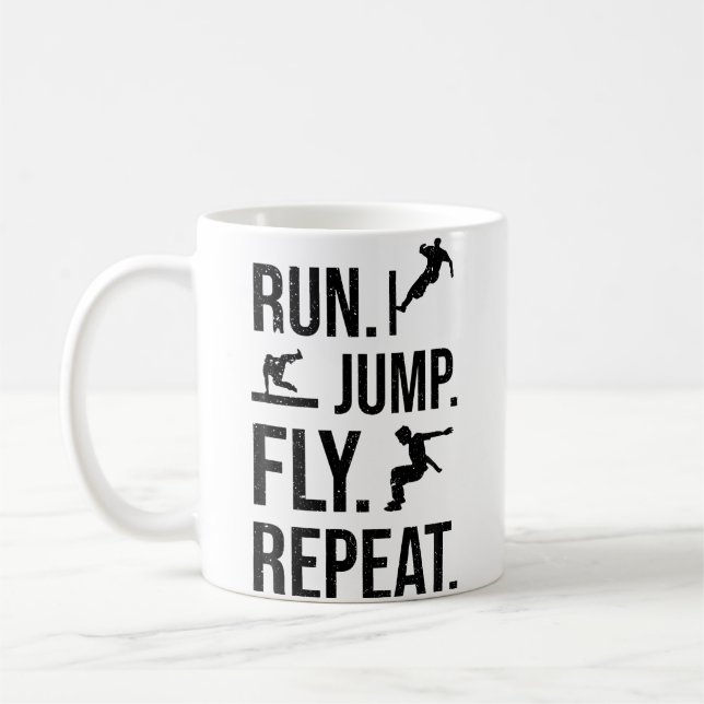 Caneca De Café Free Runner Run Jump Fly Repeat Parkour (Esquerda)
