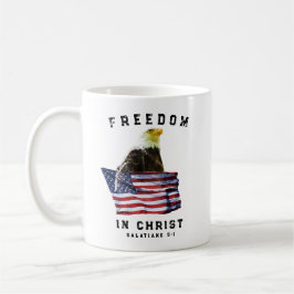 Caneca De Café Freedom in Christ Bald Eagle & USA Flag Christian