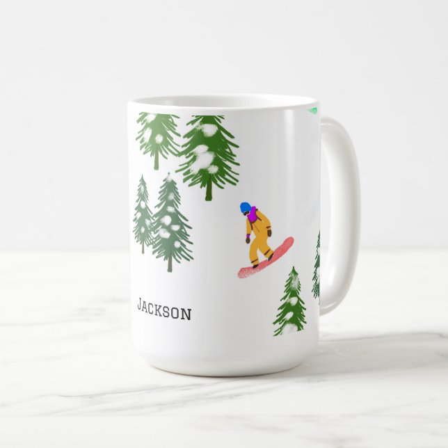 Caneca De Café Freeride Snowboarders Personalizado Snowboard (Frente Esquerda)