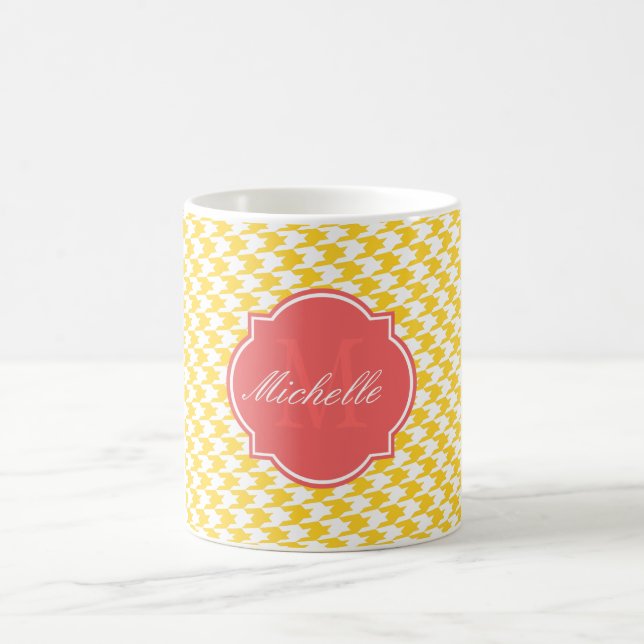 Caneca De Café Freesia Houndstooth Monograma (Centro)