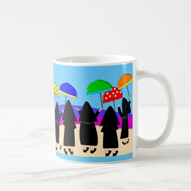 Caneca De Café Freiras com Guarda-chuvas "Esperando Chuva" (Direita)