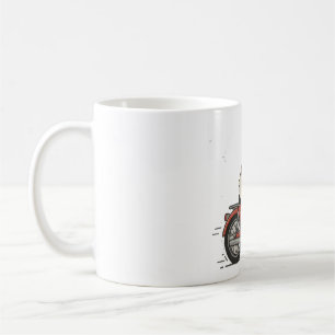 Caneca De Café French Bulldog em Moto Vermelha Antiga – Frenchi F