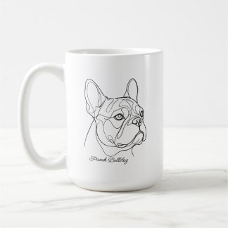 Caneca De Café French Bulldog Line Drawing Custom Pet Name