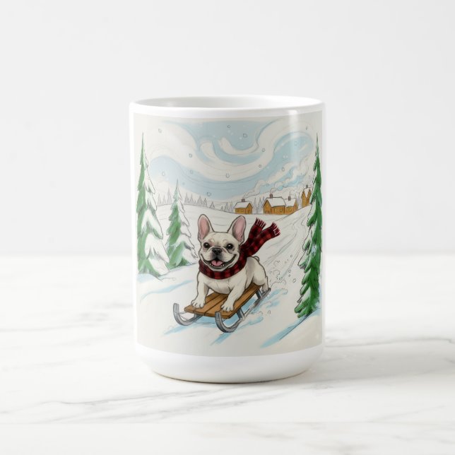 Caneca De Café French Bulldog Sledding, Coffee Mug (Centro)