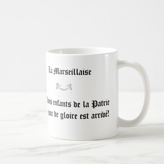 Caneca De Café French Flag & National Anthem Title & Some Lyrics (Direita)