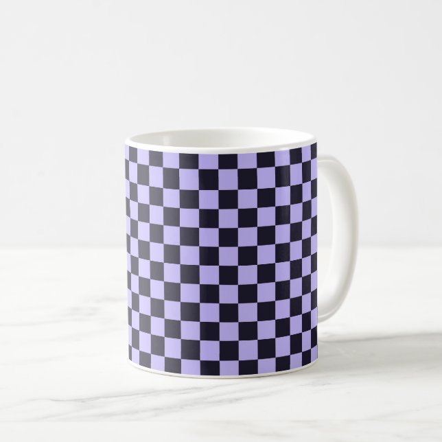 Caneca De Café French lilac checkerboard pattern (Frente Esquerda)