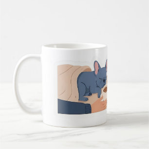 Caneca De Café Frenchie Cochilando Café Frio Engraçado Bulldog Fr