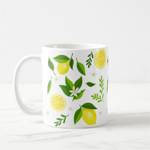 Caneca De Café Fresh lemons with flowers and leaves