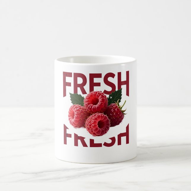 Caneca De Café Fresh Raspberry Minimalist Fruit (Centro)