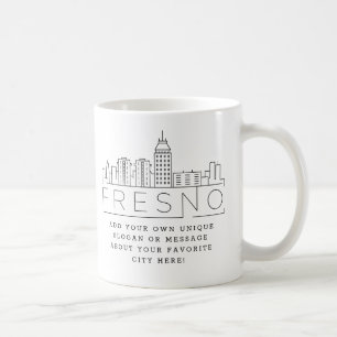Caneca De Café Fresno Estilizou Linha do Céu Mug De Café De Slo