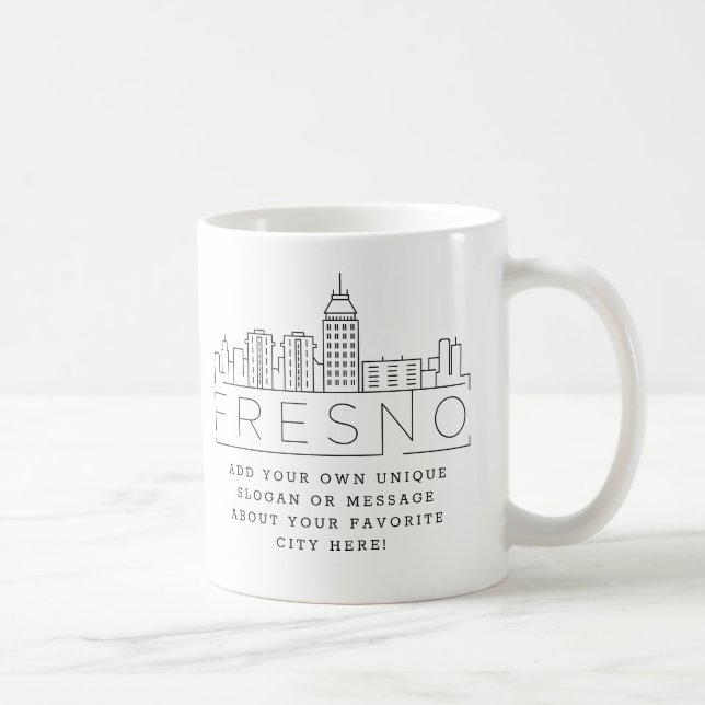 Caneca De Café Fresno Estilizou Linha do Céu | Mug De Café De Slo (Direita)