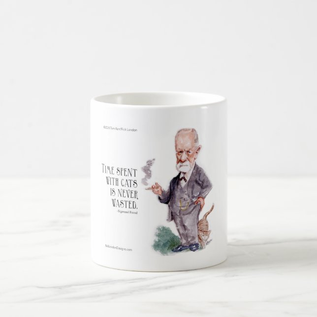 Caneca De Café Freud & Citação Sobre Gatos (Centro)