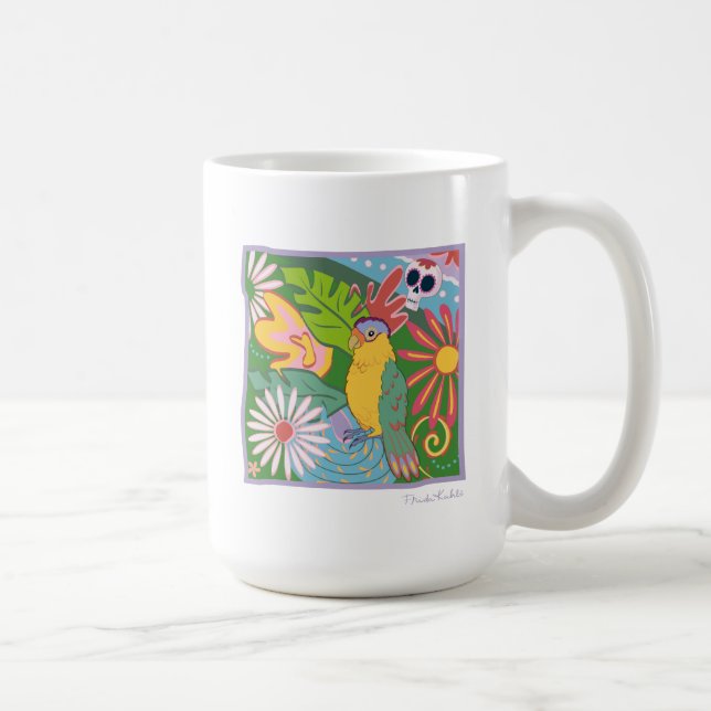 Caneca De Café Frida Kahlo Parrot Graphic (Direita)